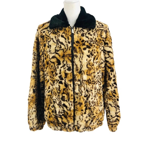 Pamela Mccoy Women’s Faux Fur Full Zip Contrast Collared Jacket Size XS NWT - Picture 1 of 10